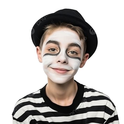 Sly Boy With Make Up For The Holiday Of Halloween Smiles, Squints His ...