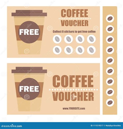 A Coffee Voucher or Discount Coupon. Vector Flat Voucher Template. Promotion Stock Vector ...