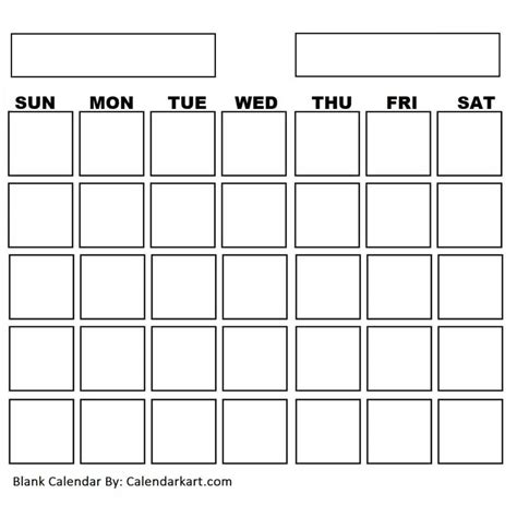 Free Printable Blank Calendar Templates - CalendarKart