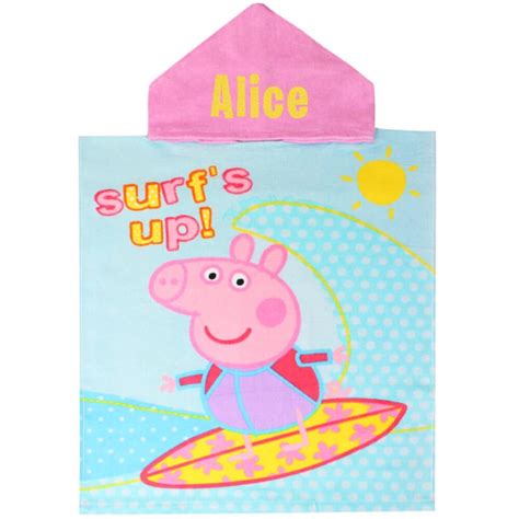 Personalised Peppa Pig Poncho Surf's Up! Hooded Towel | TeddyT's