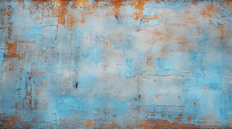 Aged Weathered Blue Wall With Rust Spots Textured Rusty Metal Background And Cracked Blue Paint ...