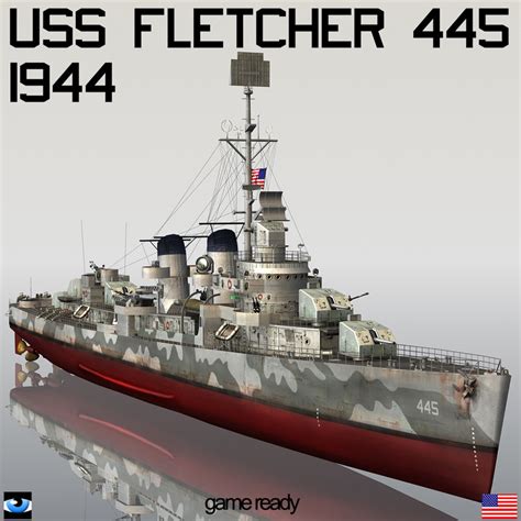 3D uss fletcher dd model - TurboSquid 1220916