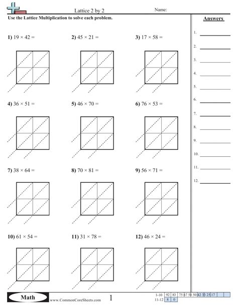 Lattice Multiplication Worksheets 3 By 3 Pdf - Free Printable