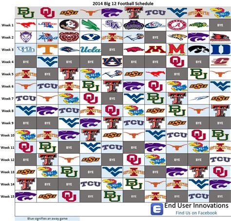 Big 12 Football Schedule - AliciaCutlack