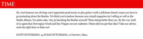 Letter from 2 teenage Beatles fans published by Time Magazine on July ...