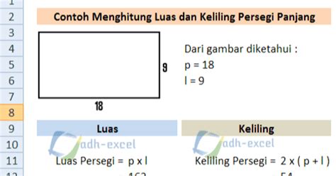 Cara Menghitung Luas dan Keliling Persegi Panjang Dengan Menggunakan Rumus Excel - ADH-EXCEL.COM ...