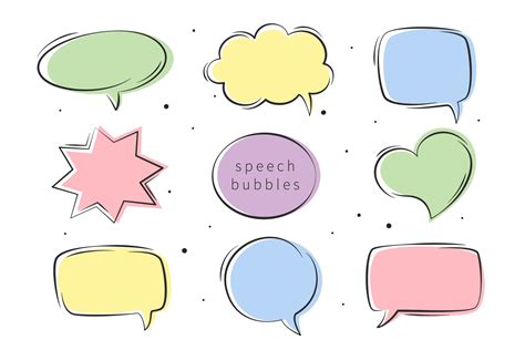 Set hand drawn speech bubbles different shapes for text, chat, message element. Vector ...