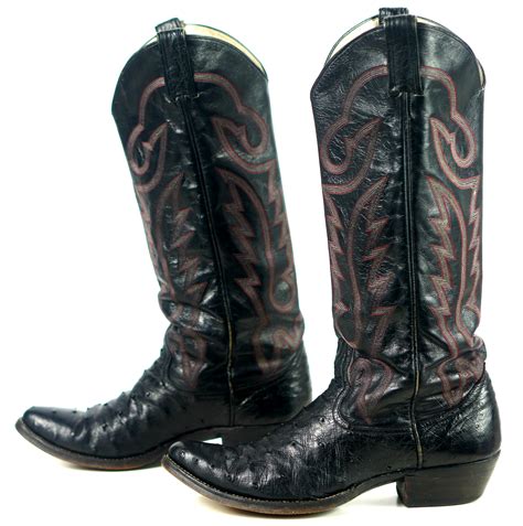 Custom Black Full Quill Ostrich Cowboy Western Boots 17" Tall Knee Hi ...