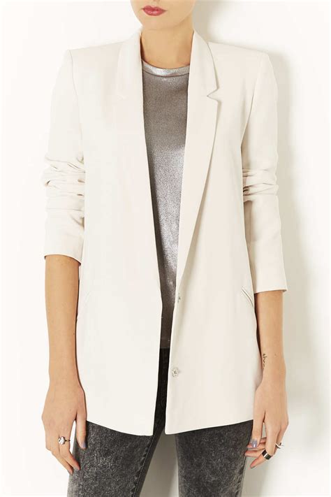 Lyst - Topshop Tailored Long Line Blazer in White