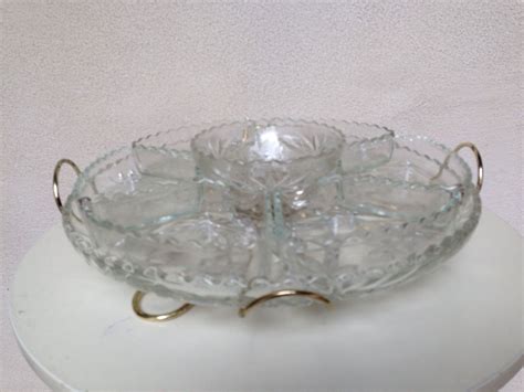 Vintage Anchor Hocking Prescut glass lazy susan 9 by NelandAda