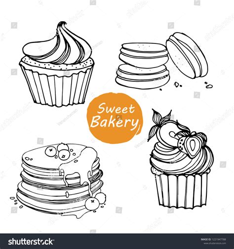 Hand Drawn Sweet Bakery Set Vector 스톡 벡터(로열티 프리) 1221947788 | Shutterstock