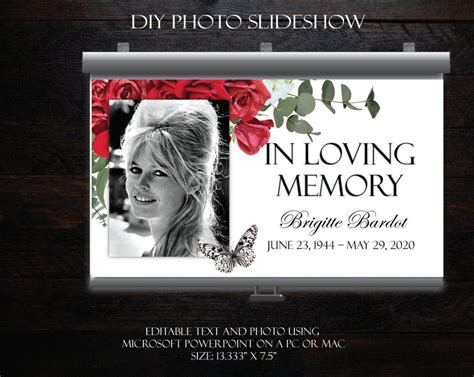 Red Roses Butterfly Memorial Slide Show – Ready Made Microsoft PowerPoint Template – Funeral ...