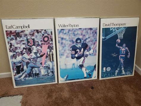 Framed sports posters 36x24. Including Earl Campbell, Walter Payton, David Thompson. X3 - Bid ...