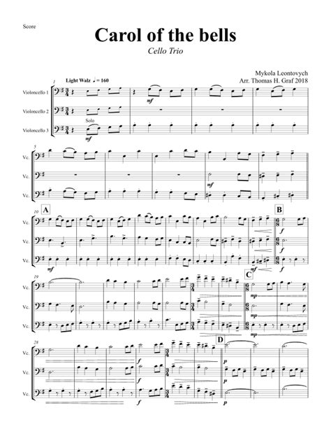 Carol of the Bells - Pentatonix style - Cello Trio (arr. Thomas Graf ...