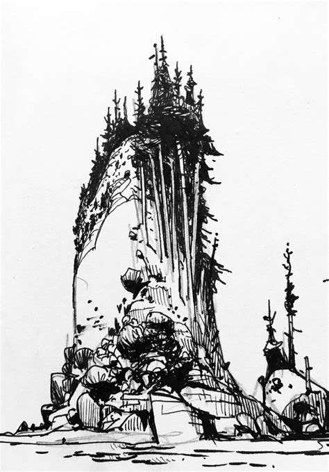 Ian McQue Landscape Sketch, Landscape Drawings, Landscape Art, Ink ...