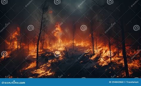 Raging and Terrifying Forest Fire with Thick Plumes of Heavy Smoke ...