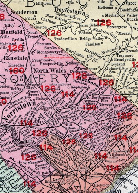 Montgomery County, Pennsylvania 1908 Map by Rand McNally, Norristown ...