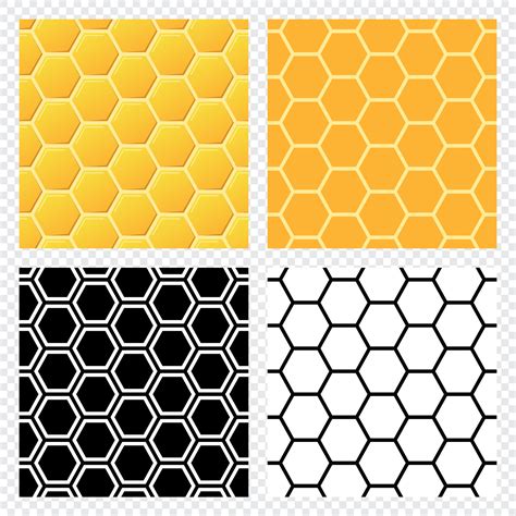 Honeycomb seamless pattern set. Abstract geometric yellow honeycomb ...