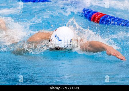 David Popovici of Romania competes in the 100m Freestyle Men Heats during the FINA Swimming ...