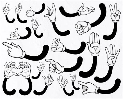 20 Cartoon Hands White Gloves SVG Gestures Hand SVG Glove - Etsy Australia