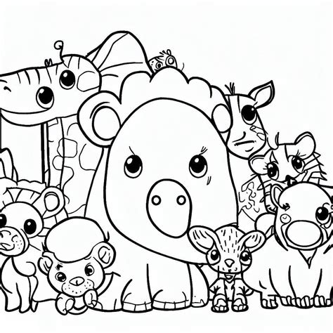 Cute Zoo Animals Printable coloring page - Download, Print or Color Online for Free