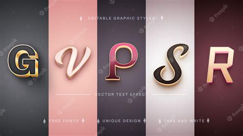 Premium Vector | Set 5 Gold Editable Text Effects Font Styles