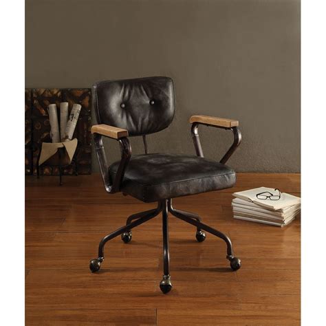 Classic Lounge Chair, Aukfa Office Chair in Vintage Whiskey Top Grain Leather, Desk Chairs with ...