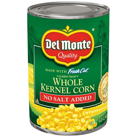 Del Monte No Salt Added Golden Sweet Whole Kernel Corn - 15.25oz ...