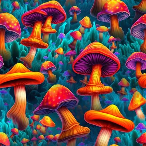 Premium Photo | A colorful illustration of many mushrooms with the ...