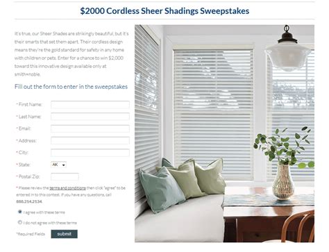 Smith+Noble ,000 Cordless Sheer Shadings Giveaway | Sweepstakes Directory