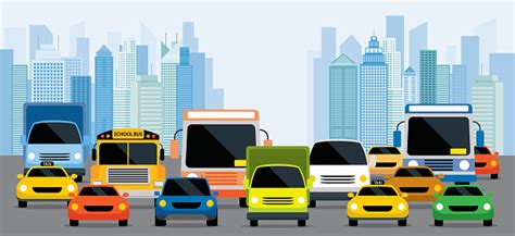 Vehicles On Road With Traffic Jam Stock Illustration - Download Image ...