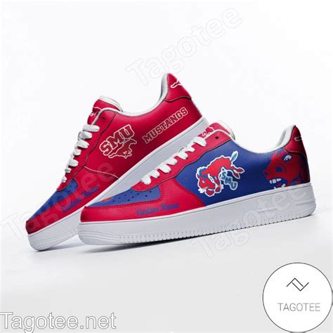 SMU Mustangs Mascot Logo NCAA Custom Name Air Force Shoes - Tagotee