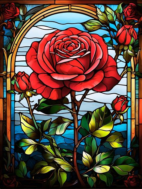 Stained Glass Red Rose Free Stock Photo - Public Domain Pictures