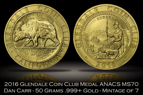 Michael Kittle Rare Coins - 2016 Glendale Coin Club 50 Grams Gold Medal ...