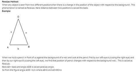 What is parallax method and parallatic angle - Physics - Units And Measurements - 11704829 ...