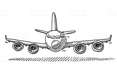 Hand-drawn vector drawing of a Cartoon Airplane, Front View.... | Airplane drawing, Cartoon ...