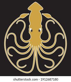 Giant Squid Badge Logo Emblem Design: เวกเตอร์สต็อก (ปลอดค่าลิขสิทธิ์ ...