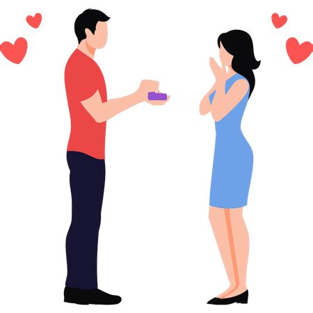 Best Boy proposing to girl with a ring on Valentine's Day Illustration ...