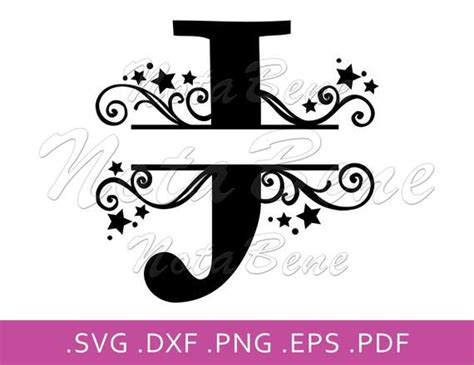 J Split Monogram SVG Elegant Split letter J SVG Swirls Stars | Etsy in ...