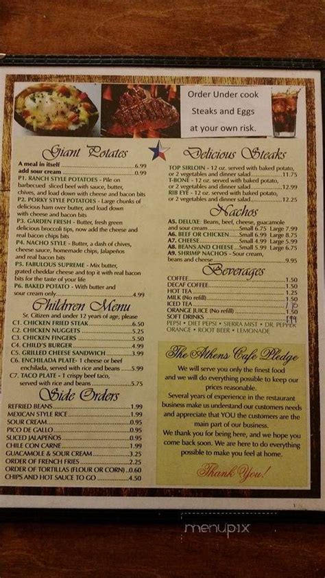 Online Menu of Athens Cafe, Athens, TX