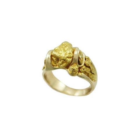 Men's Heavy Free-form Natural Gold Nugget Ring - Alaska Jewelry