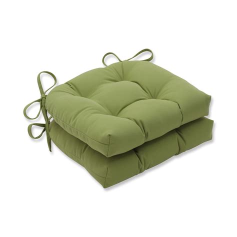 Set of 2 Olive Green Solid Outdoor Patio Tufted Reversible Chair Pads 16" - Walmart.com ...