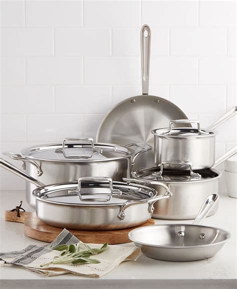 All-Clad D5 Brushed Stainless Steel Cookware Set, 10 Piece Set - Macy's