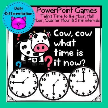 Telling time to the Hour, Half Hour, Quarter Hour & Five Minute ...