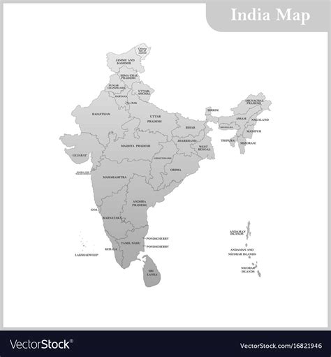 Map of india and sri lanka Royalty Free Vector Image