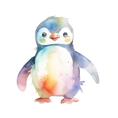 Premium Photo | A watercolor painting of a penguin.