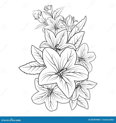 Set of a Decorative Stylized Bellflower Isolated on White Background ...