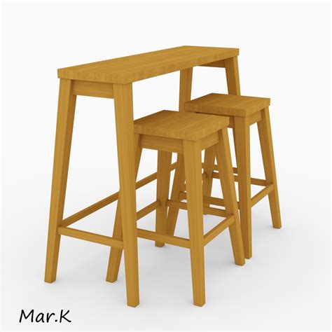 3d model of bar table chairs