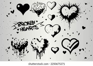 Collection Unique Graffiti Hearts Painted Broken Stock Vector (Royalty Free) 2250675271 ...