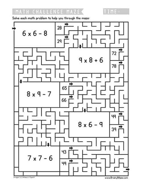 Math Maze Worksheets